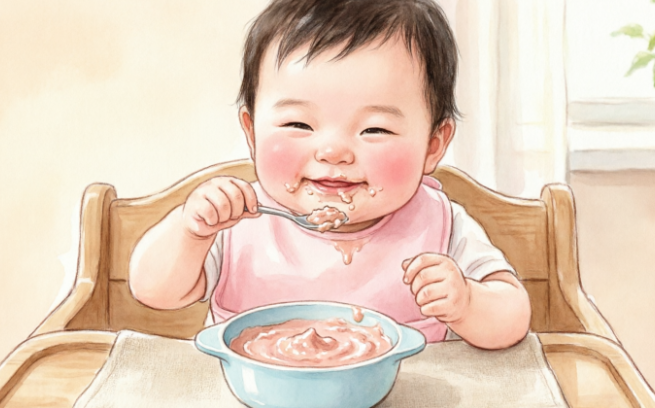 我家娃的第一口肉泥，我做了3次才成功